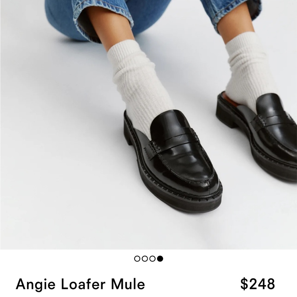 Reformation Black Leather Angie Loafer Mule